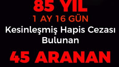 Photo of Toplam 85 yıl 1 ay 16 gün aranması olan aranan 45 şahıs yakalandı